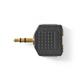 CAGP22945BKG Stereo-audioadapter | 3,5 mm male | 2x 3,5 mm female | verguld | recht | abs | zwart | 10 stuks | po