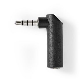 CAGP22980BK Stereo-audioadapter | 3,5 mm male | 3,5 mm female | vernikkeld | 90° gehoekt | metaal | zwart |