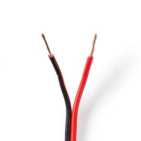 CAGW0750BK1000 Speaker-kabel | 2 x 0.75 mm² | cca | 100.0 m | rond | pvc | rood / zwart | folieverpakking