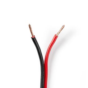 CAGW1500BK1000 Speaker-kabel | 2 x 1.50 mm² | cca | 100.0 m | rond | pvc | rood / zwart | folieverpakking