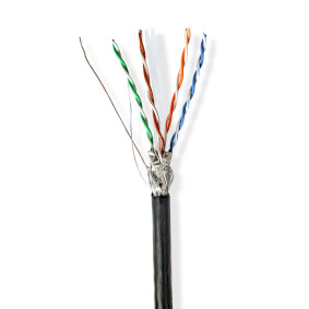 CCBG8594BK100S Netwerk kabel rol | cat6 | solid | s/ftp | cca | 100.0 m | buitenshuis | rond | pe | zwart | gift bo