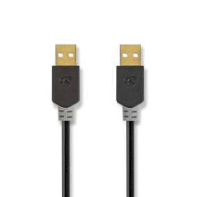 CCBW60000AT20 Usb-kabel | usb 2.0 | usb-a male | usb-a male | 480 mbps | verguld | 2.00 m | rond | pvc | antraciet