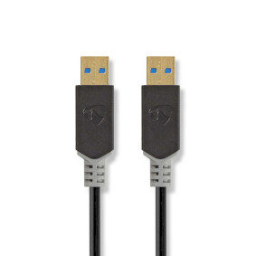 CCBW61000AT20 Usb-kabel | usb 3.2 gen 1 | usb-a male | usb-a male | 5 gbps | verguld | 2.00 m | rond | pvc | antra