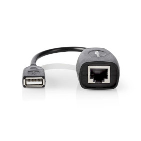 CCGB60EXTBK500 Actieve usb-kabel | usb 1.1 | usb-a male | rj45 female | 12 mbps | 0.20 m | rond | vernikkeld | pvc 