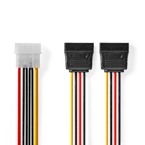 CCGB73520VA015 Interne voedingskabel | molex male | 2x sata 15-pins female | verguld | 0.15 m | rond | pvc | multic