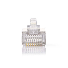 CCGB89303ME Rj45-connector | male | stranded stp cat5 | recht | verguld | 1 stuks | pvc | transparant | doos