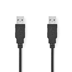 CCGL60000BK10 Usb-kabel | usb 2.0 | usb-a male | usb-a male | 480 mbps | vernikkeld | 1.00 m | rond | pvc | zwart 