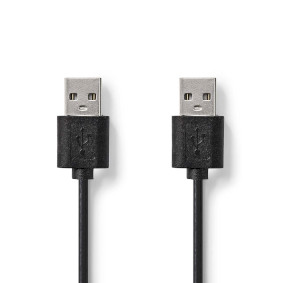 CCGL60001BK20 Usb-kabel | usb 2.0 | usb-a male | usb-a male | 480 mbps | vernikkeld | 2.00 m | rond | pvc | zwart 