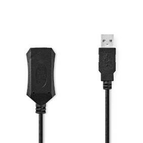 CCGL60EXTBK100 Actieve usb-kabel | usb 2.0 | usb-a male | usb-a female | 480 mbps | 10.0 m | rond | vernikkeld | pv