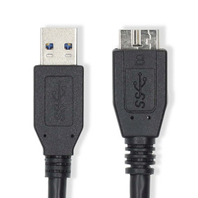 CCGL61500BK20 Usb-kabel | usb 3.2 gen 1 | usb-a male | usb micro-b male | 5 gbps | vernikkeld | 2.00 m | rond | pv