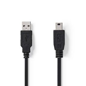 CCGP60300BK50 Usb-kabel | usb 2.0 | usb-a male | usb mini-b 5-pins male | 480 mbps | vernikkeld | 5.00 m | rond | 