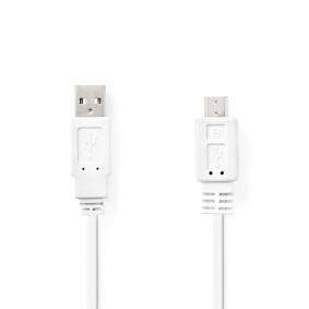 CCGP60410WT10 Usb-kabel | usb 2.0 | usb-a male | usb micro-b male | 480 mbps | vernikkeld | 1.00 m | plat | pvc | 