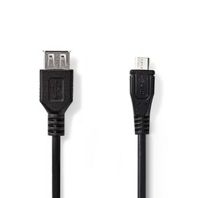 CCGP60570BK02 USB-Adapter | USB 2.0 | USB Micro-B Male | USB-A Female | Vernikkeld | Recht | 0.20 m | Rond | PVC |
