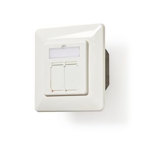 CCGP89250IV Netwerk wanddoos | inbouw | 2 poort(en) | cat6a | recht | female | goud verguld | pvc | wit | envelo