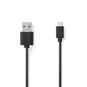 CCGT60500BK10 USB-Kabel | USB 2.0 | USB-A Male | USB Micro-B Male | 480 Mbps | 7.5 W | Vernikkeld | 1.00 m | Rond 