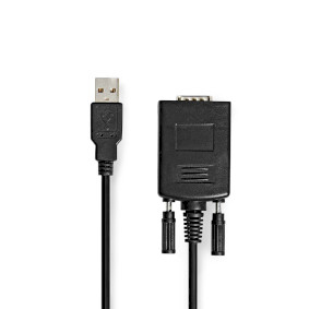 CCGW60852BK09 RS232-Converter | USB-A Male | RS232 | Vernikkeld | 0.90 m | Rond | PVC | Zwart | Window Box