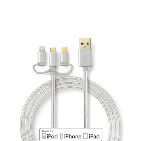 CCTB60620AL10 3-in-1-kabel | usb 2.0 | usb-a male | apple lightning 8-pins / usb micro-b male / usb-c™ male 