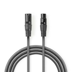 COTG15010GY100 Gebalanceerde audiokabel | xlr 3-pins male | xlr 3-pins female | vernikkeld | 10.0 m | rond | pvc | 