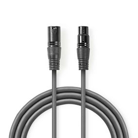 COTH15010GY10 Gebalanceerde audiokabel | xlr 3-pins male | xlr 3-pins female | vernikkeld | 1.00 m | rond | pvc | 