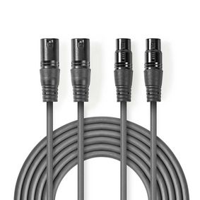 COTH15030GY30 Gebalanceerde audiokabel | 2x xlr 3-pins male | 2x xlr 3-pins female | vernikkeld | 3.00 m | rond | 