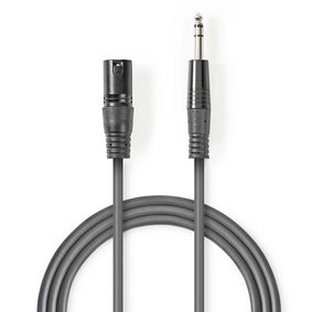 COTH15100GY15 Gebalanceerde audiokabel | xlr 3-pins male | 6,35 mm male | vernikkeld | 1.50 m | rond | pvc | donke