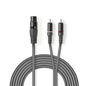 COTH15220GY15 Gebalanceerde audiokabel | xlr 3-pins female | 2x rca male | vernikkeld | 1.50 m | rond | pvc | donk