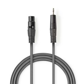 COTH15300GY15 Gebalanceerde audiokabel | xlr 3-pins male | 3,5 mm male | vernikkeld | 1.50 m | rond | pvc | donker