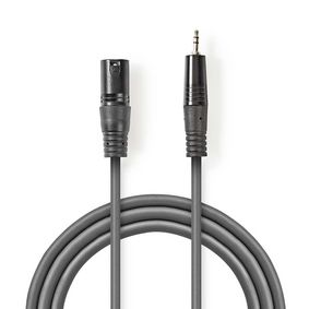 COTH15300GY30 Gebalanceerde audiokabel | xlr 3-pins male | 3,5 mm male | vernikkeld | 3.00 m | rond | pvc | donker