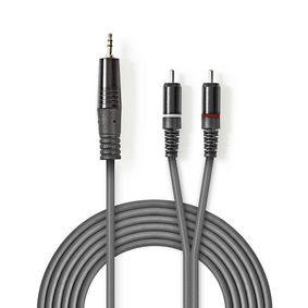 COTH22200GY15 Stereo-audiokabel | 3,5 mm male | 2x rca male | vernikkeld | 1.50 m | rond | donkergrijs | kartonnen