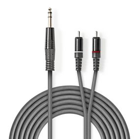 COTH23300GY30 Stereo-audiokabel | 6,35 mm male | 2x rca male | vernikkeld | 3.00 m | rond | donkergrijs | kartonne