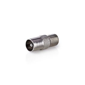 CSGB41954ME Satelliet- en antenne-adapter | f-female | iec (coax) male | vernikkeld | 75 ohm | recht | metaal | 
