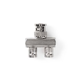 CVGP01946ME Bnc-adapter | bnc male | 2x bnc female | vernikkeld | 50 ohm | splitter | metaal | zilver | 10 stuks