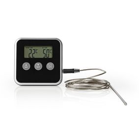 KATH105BK Vleesthermometer | alarm / timer | lcd-scherm | 0 - 250 °c | zilver / zwart