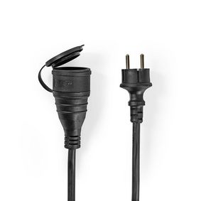 PECN120FBK Stroomverlengkabel | type f (cee 7/7) male | type f (cee 7/7) female | recht | recht | vernikkeld | 