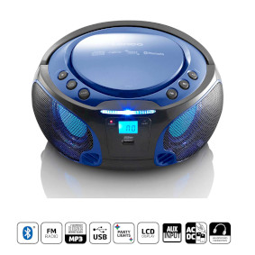 SCD-550BU Scd-550bu draagbare fm-radio cd/mp3/usb/bluetooth-speler® met led-verlichting blauw