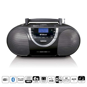 SCD-6900BK Draagbare dab+ en fm-radio met cd-cassette en bluetooth zwart