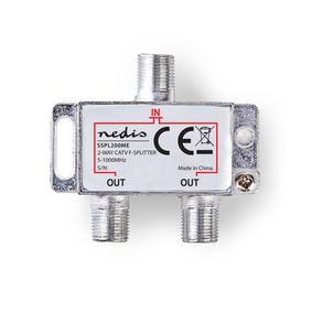 SSPL200ME Catv-splitter | 5 - 1000 mhz | tussenschakeldemping: 4.2 db | outputs: 2 | 75 ohm | zink