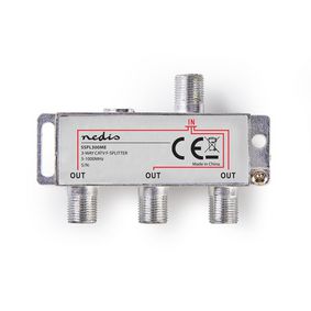 SSPL300ME Catv-splitter | 5 - 1000 mhz | tussenschakeldemping: 6.8 db | outputs: 3 | 75 ohm | zink legering