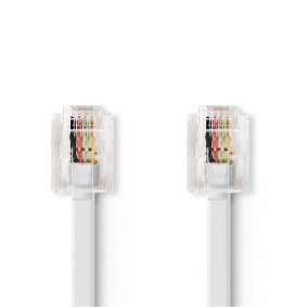 TCGB90200WT100 Telecomkabel | rj11 male | rj11 male | 10.0 m | kabel design: plat | goud verguld | kabeltype: rj11 
