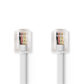 TCGB90200WT100 Telecomkabel | rj11 male | rj11 male | 10.0 m | kabel design: plat | connectorplating: goud verguld 