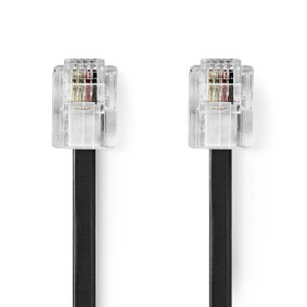 TCGL90200BK100 Telecomkabel | rj11 male | rj11 male | 10.0 m | kabel design: plat | goud verguld | kabeltype: rj11 