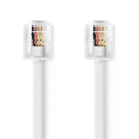 TCGL90200WT100 Telecomkabel | rj11 male | rj11 male | 10.0 m | kabel design: plat | goud verguld | kabeltype: rj11 
