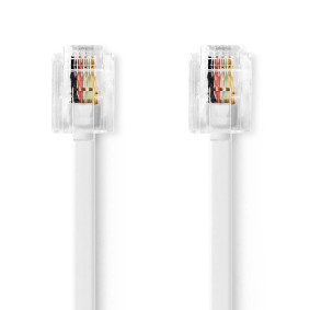 TCGL90200WT20 Telecomkabel | rj11 male | rj11 male | 2.00 m | kabel design: plat | goud verguld | kabeltype: rj11 