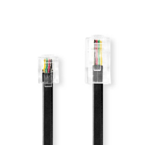 TCGL90201B50 Telecomverlengkabel | rj11 male | rj45 male | 5.00 m | kabel design: plat | connectorplating: goud v