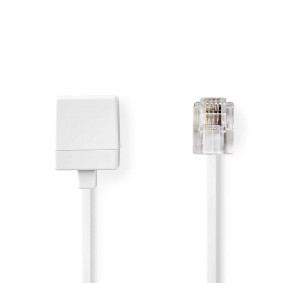 TCGL90205WT50 Telecomverlengkabel | rj11 male | rj11 female | 5.00 m | kabel design: plat | kabeltype: rj11 | wit 