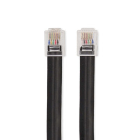 TCGL90300BK10 Telecomkabel | rj12 male | rj12 male | 1.00 m | kabel design: plat | kabeltype: rj12 | zwart | label