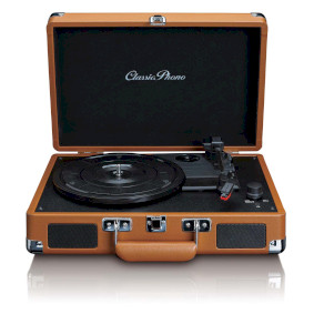TT-10BN Koffer platenspeler met 2 ingebouwde speakers bruin