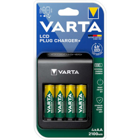 VARTA-57687 Nimh lcd plug charger+ (aa, aaa & 9 volt) inclusief 4x aa 2100 mah