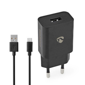 WCHAM105ABK Oplader | 5 w | 1.0 a | outputs: 1 | usb-a | micro-usb | 1.00 m | single voltage output | zwart