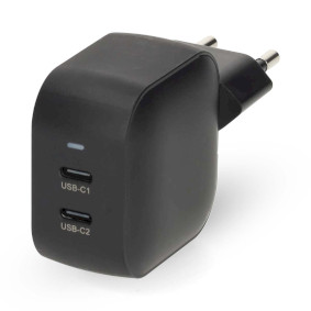 WGCHA35WBK Oplader | 35 w | gan | pd3.0 | snellaad functie | 1.75 / 2.33 / 2.92 / 3.0 a | outputs: 2 | 2x usb-c